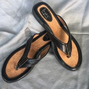 Born Black Leather Flip Flops